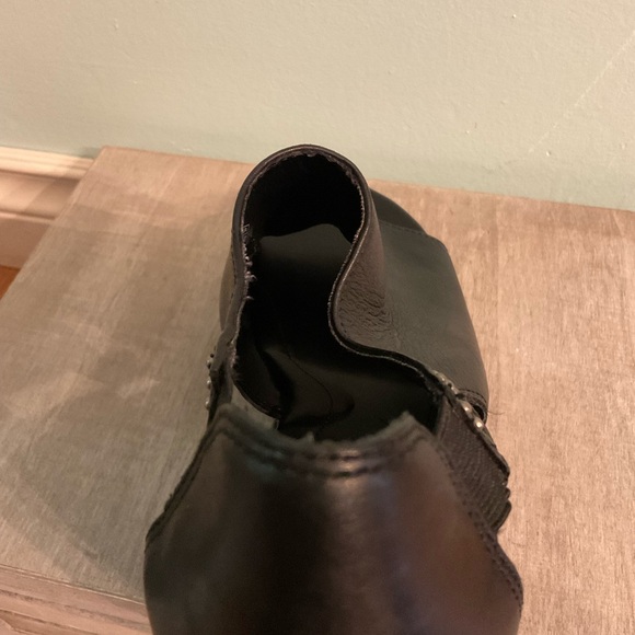 Harley-Davidson Women’s Black Leather Wedge Open Toe Heels Size 10 - Picture 14 of 16
